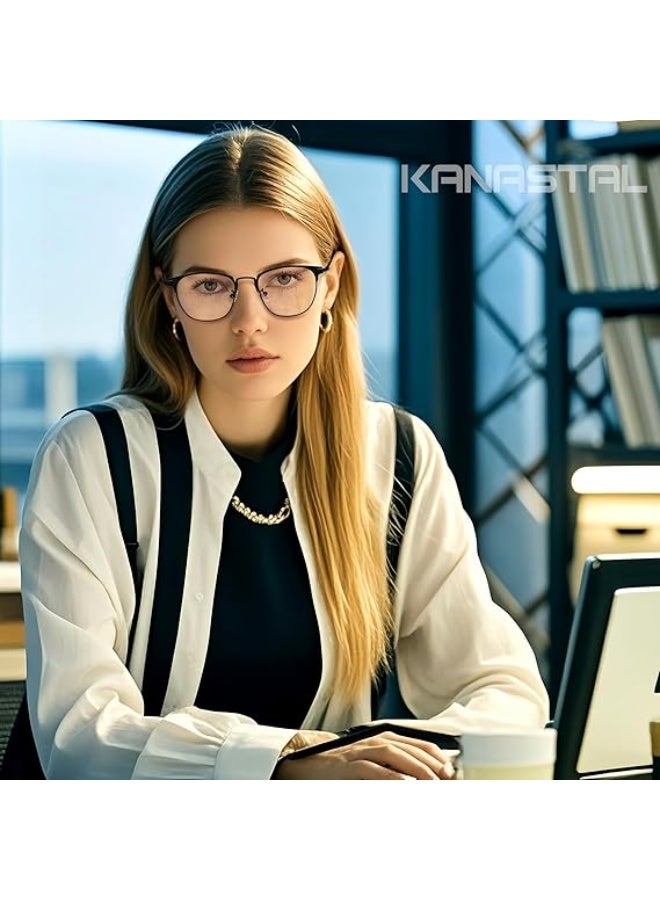 KANASTAL Fashion Blue Light Blocking Glasses for Women and Men, Metal Filter Blue-light Eyewear Ultra Light TV PC Computer Gaming Glass - Image 2