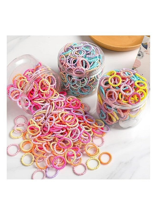 Boriva Multicolor Seamless Mini Cotton Hair Rubber Bands - Pack of 100 | Durable & Elastic Ponytail Holders for Kids & Girls | Soft & Gentle Hair Accessories - Image 2
