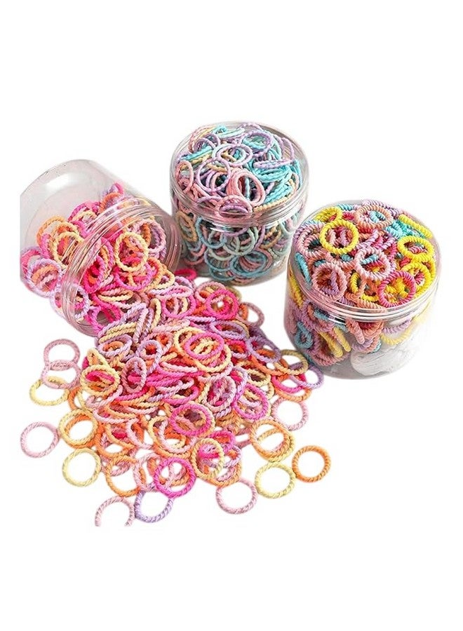 Boriva Multicolor Seamless Mini Cotton Hair Rubber Bands - Pack of 100 | Durable & Elastic Ponytail Holders for Kids & Girls | Soft & Gentle Hair Accessories - Image 1