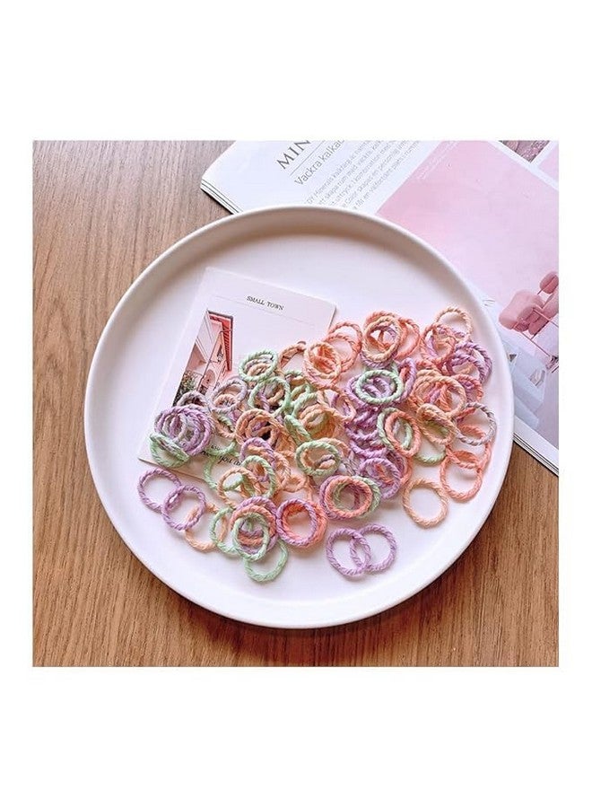 Boriva Multicolor Seamless Mini Cotton Hair Rubber Bands - Pack of 100 | Durable & Elastic Ponytail Holders for Kids & Girls | Soft & Gentle Hair Accessories - Image 5