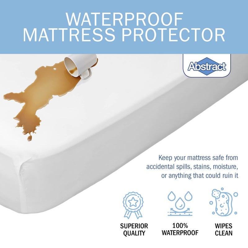 Abstract Waterproof Mattress Cover â€“ 33 x 75 x 12â€ for Toddler, Trundle, Bunk Bed â€“ Heavy Duty Vinyl Plastic Bed Fitted Sheet, 100 GSM PVC â€“ Long Lasting Quality, Comfortable â€“ by Abstract White - Image 2