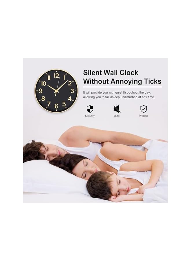 The Bros Wall Clocks, 12 inch Round Easy to Read, Battery Operated Silent Non Ticking Decorative Clocks, Modern Wall Clock for Living Room, Bedroom, Kitchen, Office and Classroom Decor - Image 2