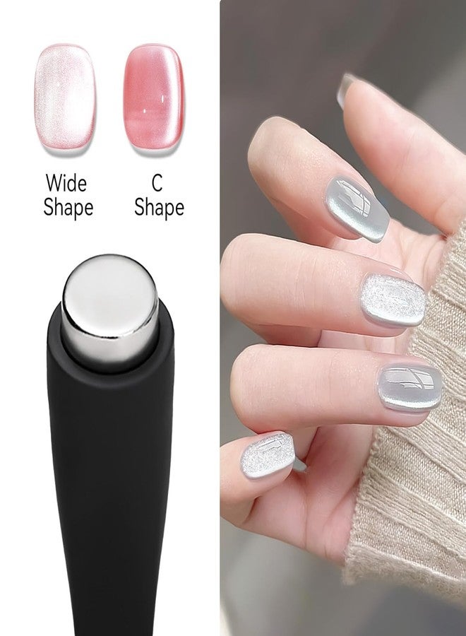 Qutipek 5 in 1 Cat Eye Magnet For Nail Art Tool Nail Magnet Tool For Nail Designs Multi-Function Magnet Stick for Cat Eye Effect For Salon Home DIY - Black - Image 4