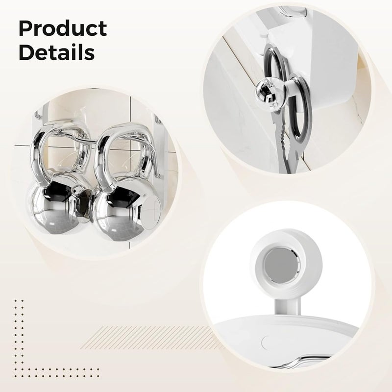2-Tier Pot Lid Organizer with Wall-Mounted Suction Hook, Space-Saving Cooking Utensil Storage, White - Image 2