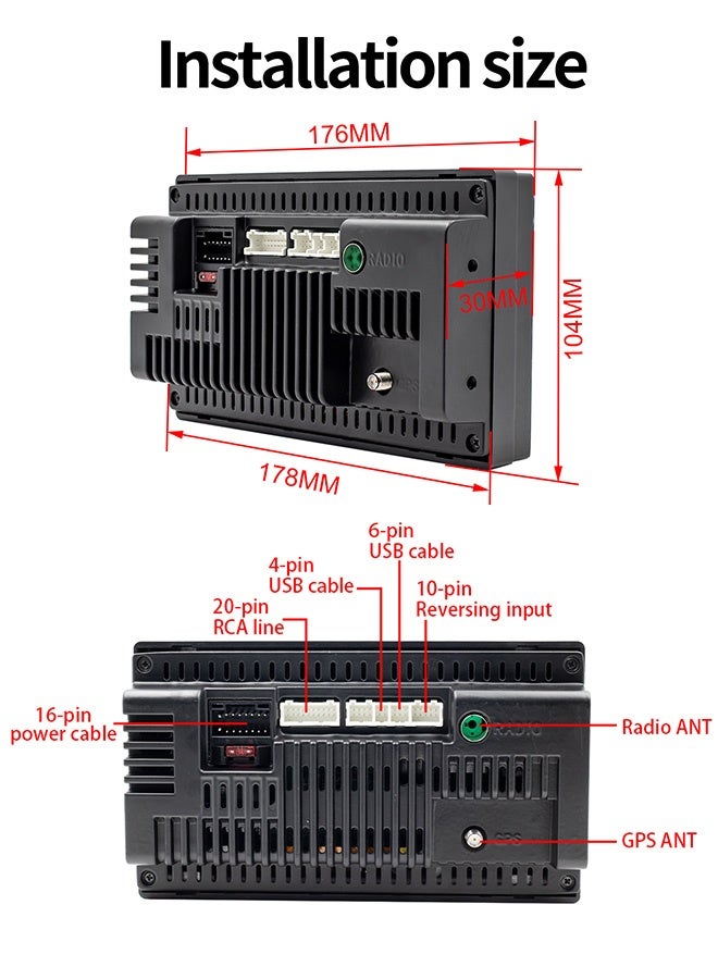 تونكي نظام ملاحة ذكي للسيارة بنظام أندرويد 11، شاشة لمس 7 بوصة، بلوتوث 5.0، GPS، واي فاي، راديو FM، دعم كاميرا خلفية وتحكم بالمقود - Image 3
