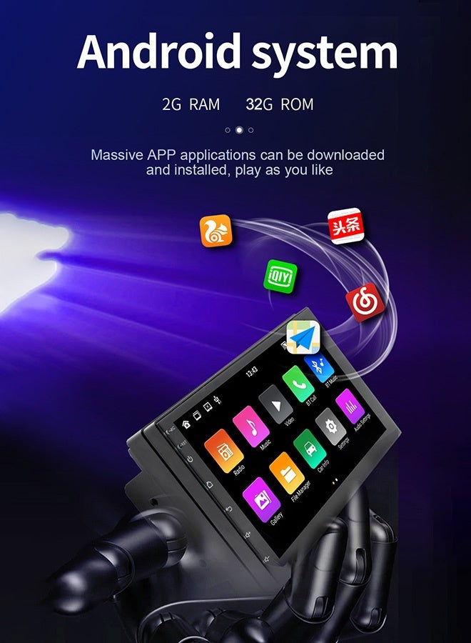 تونكي نظام ملاحة ذكي للسيارة بنظام أندرويد 11، شاشة لمس 7 بوصة، بلوتوث 5.0، GPS، واي فاي، راديو FM، دعم كاميرا خلفية وتحكم بالمقود - Image 4