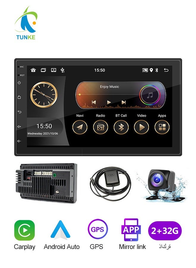 تونكي نظام ملاحة ذكي للسيارة بنظام أندرويد 11، شاشة لمس 7 بوصة، بلوتوث 5.0، GPS، واي فاي، راديو FM، دعم كاميرا خلفية وتحكم بالمقود - Image 1