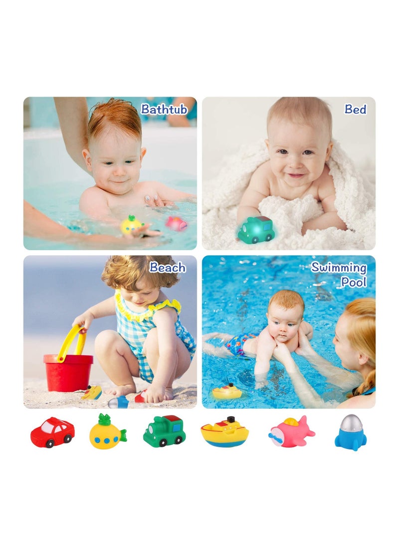 SYOSI - Bath Toys Light Up 6 Packs Floating Bath Toys Set for Baby Toddlers Kids in Birthday Shower Pool Boys Girls Children Preschool Bathtub Bathroom - Image 1