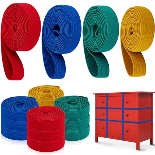 Wovnet 12 Pcs Extra Large 42" 36" 30" 25" Moving Rubber Bands for Furniture Elastic Variety Heavy Duty Moving Bands for Mover Pallets Blankets Boxes Packing Supplies, 4 Assorted Colors - Image 1