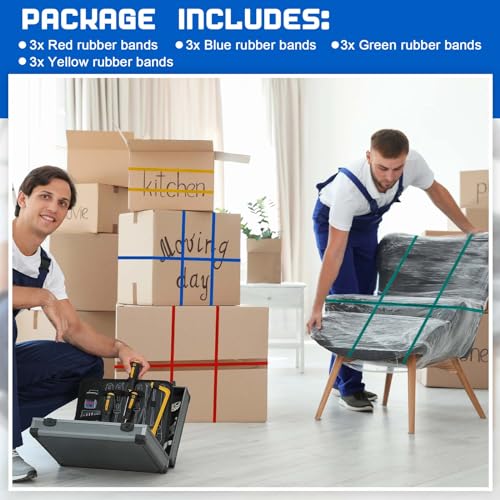 Wovnet 12 Pcs Extra Large 42" 36" 30" 25" Moving Rubber Bands for Furniture Elastic Variety Heavy Duty Moving Bands for Mover Pallets Blankets Boxes Packing Supplies, 4 Assorted Colors - Image 3