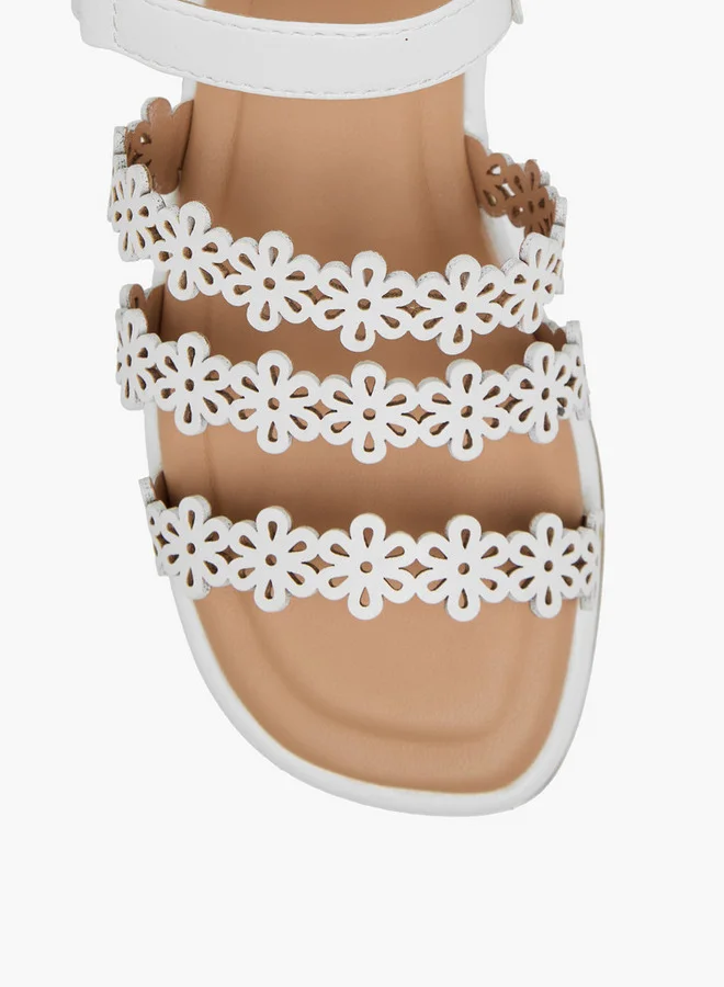 Little Missy White Girls Floral Cutout Sandals for Women | Best Price UAE