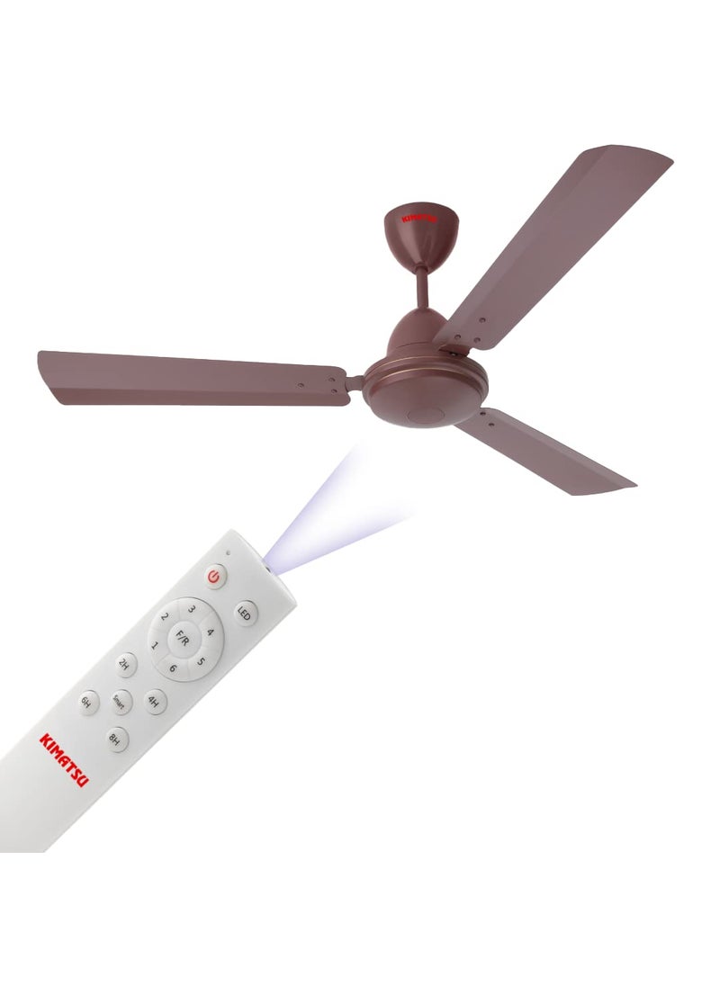 KIMATSU KIMATSU Vayu Plus 1200mm 27W BLDC Motor with LED and Remote Control 3 Blade Energy Saving Ceiling Fan Premium Brown  - Image 1
