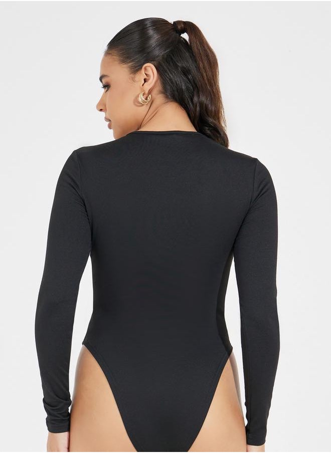 Styli Solid Round Neck Knit Bodysuit  - Image 5