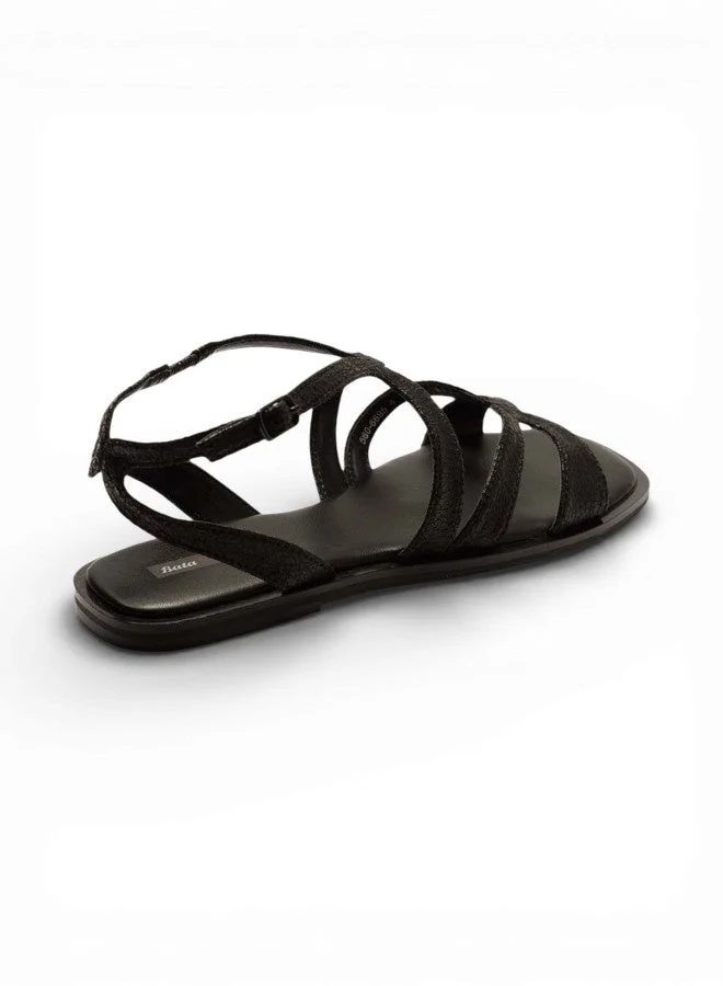 Bata Black Casual Multi‑Strap Flat Sandals for Women | Best Price UAE