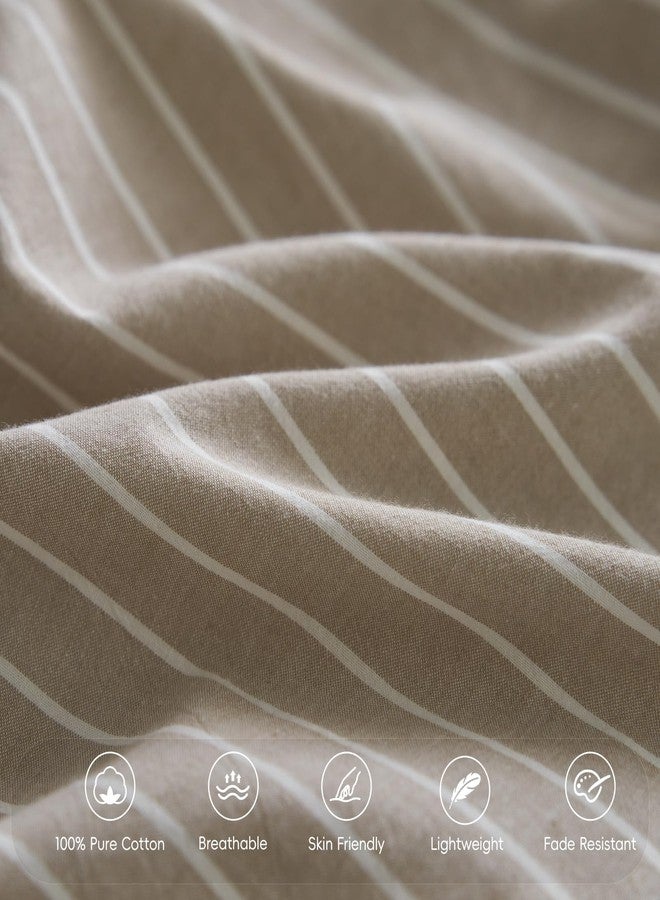 مومى أغطية وسائد مخططة من مومي بيدينج، عبوة من قطعتين، مصنوعة من القطن المغسول بنسبة 100%، ذات ملمس يشبه الكتان، قابلة للتهوية، متينة، ناعمة ومريحة (لون الكتان البني الفاتح، رمادي، أبيض، خطوط عريضة، قياسي) - Image 5