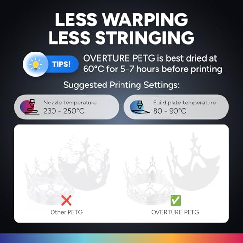 OVERTURE Transparent Filament Clear PETG Filament 1.75mm, PETG Transparent 3D Printer Consumables, 1kg Filament (2.2lbs), Dimensional Accuracy Probability +/- 0.02 mm,Transparent - Image 4