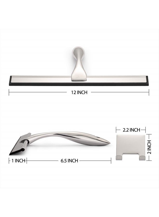 Hiware All-Purpose Shower Squeegee for Shower Doors, Bathroom, Window and Car Glass - Stainless Steel, 12 Inches - Image 2