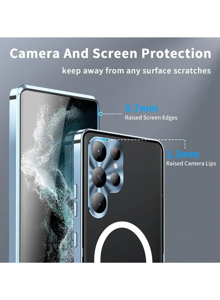Color Fans Samsung Galaxy S24 Ultra Anti-scratch Matte Phone Cover TPU Back Electroplating Metal Edge Integrated Lens Protection Phone Case - Blue - Image 5