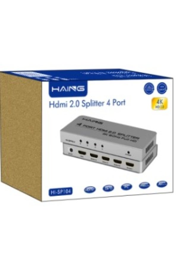 Haing 4Kx2K HDMI Splitter 1x4 1 in 4 out 4K with UHD splitter 2.0V W 12V 1A power adapter - Image 1