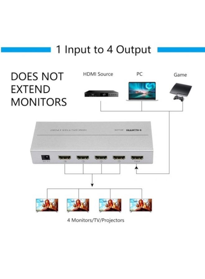 Haing 4Kx2K HDMI Splitter 1x4 1 in 4 out 4K with UHD splitter 2.0V W 12V 1A power adapter - Image 4