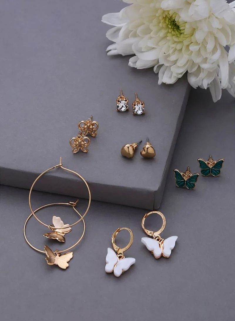 SOHI Pack of 6 Butterfly Shaped Earrings
