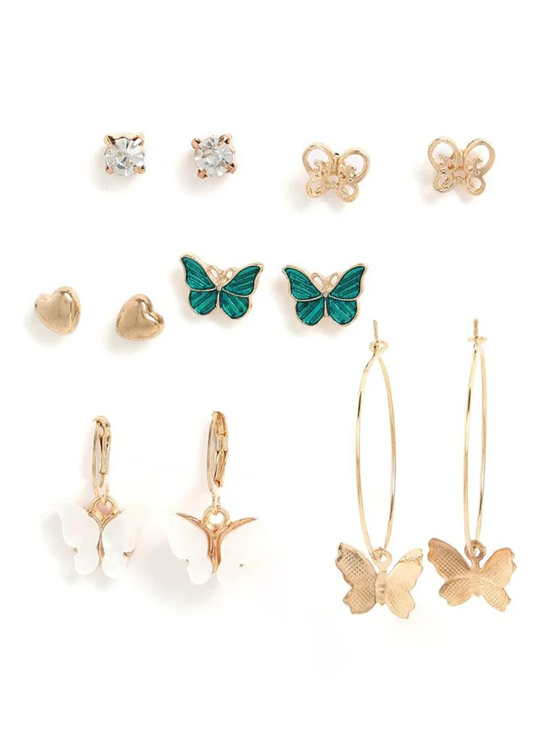 SOHI Pack of 6 Butterfly Shaped Earrings