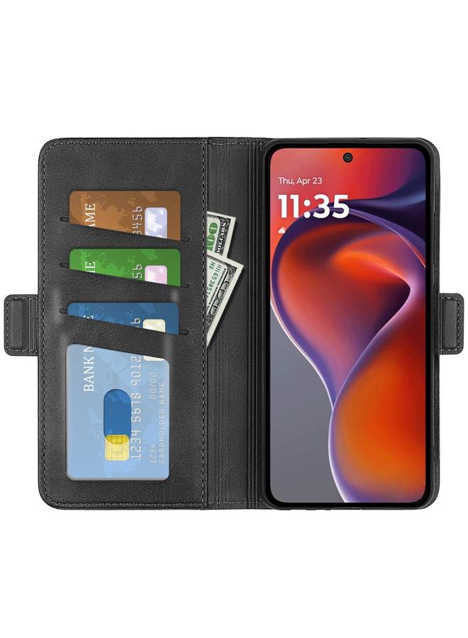 اس-توب جراب لهاتف Motorola Moto G15، جراب هاتف جلدي أفقي قابل للطي مع مشبك مغناطيسي مزدوج الجوانب - Image 4