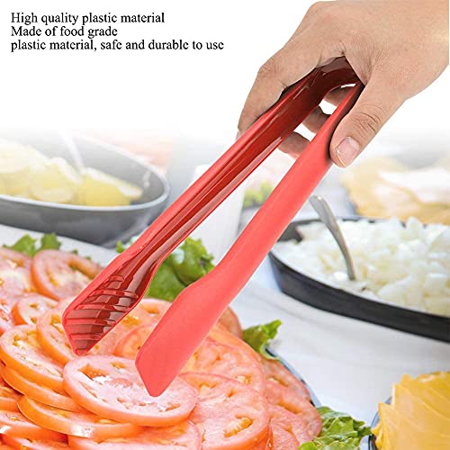 pepplo 6/8/10inch Plastic Kitchen Tongs Food BBQ Vegetable Bread Clip Salad Baking Cooking Tool Serving Tongs Multi-Functional Mini Tongs Multi Colored Set of Tongs Plastic Tongs(Set of 3,Red) - Image 4