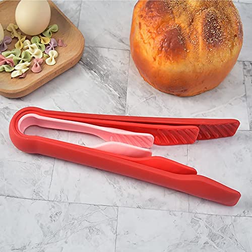 pepplo 6/8/10inch Plastic Kitchen Tongs Food BBQ Vegetable Bread Clip Salad Baking Cooking Tool Serving Tongs Multi-Functional Mini Tongs Multi Colored Set of Tongs Plastic Tongs(Set of 3,Red) - Image 5