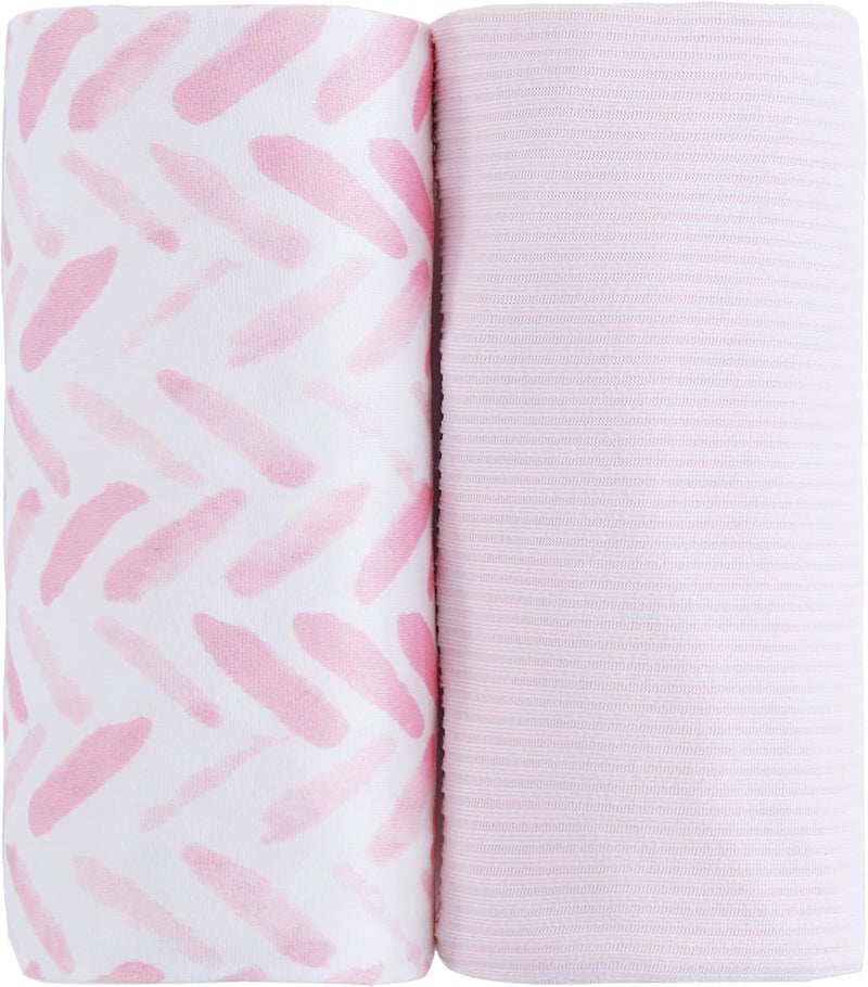 Viviland Jersey Swaddle Blanket, Ultra Soft Stretchy Receiving Blanket, Baby Girl Newborn Rainbow Swaddle Wrap, 40 x 30 inches, 2 Pcs, Unicorn - Image 1