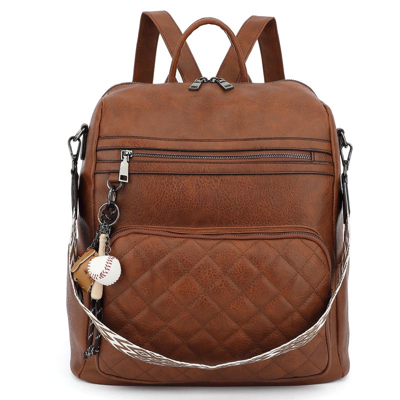 TANTOMI Backpack Purse for Women Large Leather Convertible Backpack Ladies Shoulder Bag Fashion Backpack Handbags for Travel and Work (Brown) - Image 1