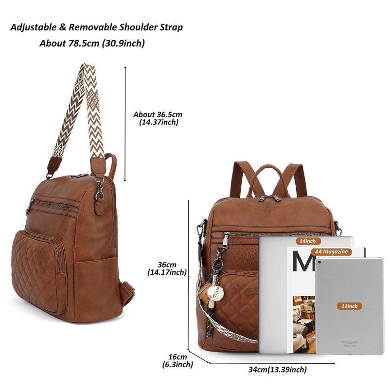 TANTOMI Backpack Purse for Women Large Leather Convertible Backpack Ladies Shoulder Bag Fashion Backpack Handbags for Travel and Work (Brown) - Image 4