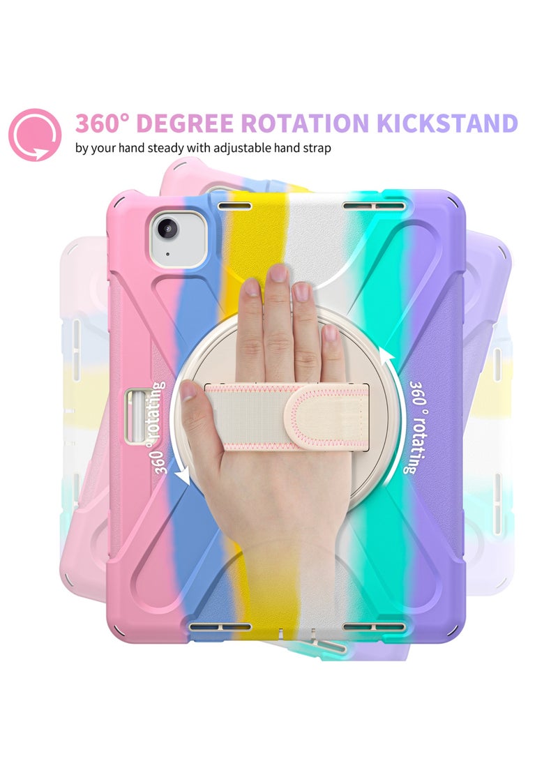 روك بو جراب لجهاز iPad Air 11 بوصة (M3/M2) 2025/2024، iPad Air 5 10.9 بوصة (2022)/Air 4 10.9 بوصة (2020) وiPad Pro 11 بوصة (2022/2021/2020/2018) مصنوع من السيليكون عالي التحمل عالي الجودة مع حامل قلم رصاص وحامل دوار 360 درجة لجهاز Air 11 بوصة/Pro 11 بوصة (2022-2018)/Air 10.9 بوصة - Image 4