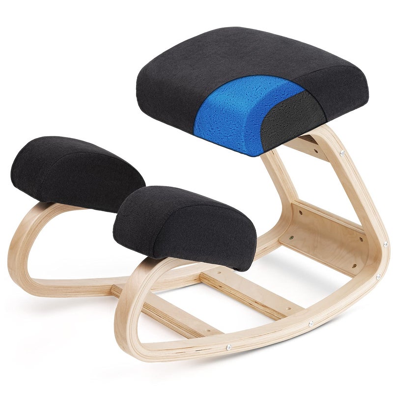 LUXTON HOME Luxton Memory Foam Ergonomic Kneeling Chair  Posture Support Comfortable Padded Office Desk Chair  Angled Rocking Stool  Balancing Seat  Natural Relief for Neck or Back Pain