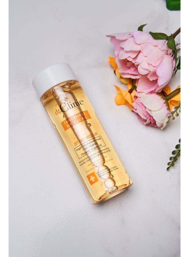 dr.Clinic DR. CLINIC | Prebiotic Two-Phase Micellar Water | Makeup Remover for Face, Eyes & Lips | Enriched with Argan Oil, Vitamin B5 & Hyaluronic Acid | For All Skin Types | 400 ml - Image 2