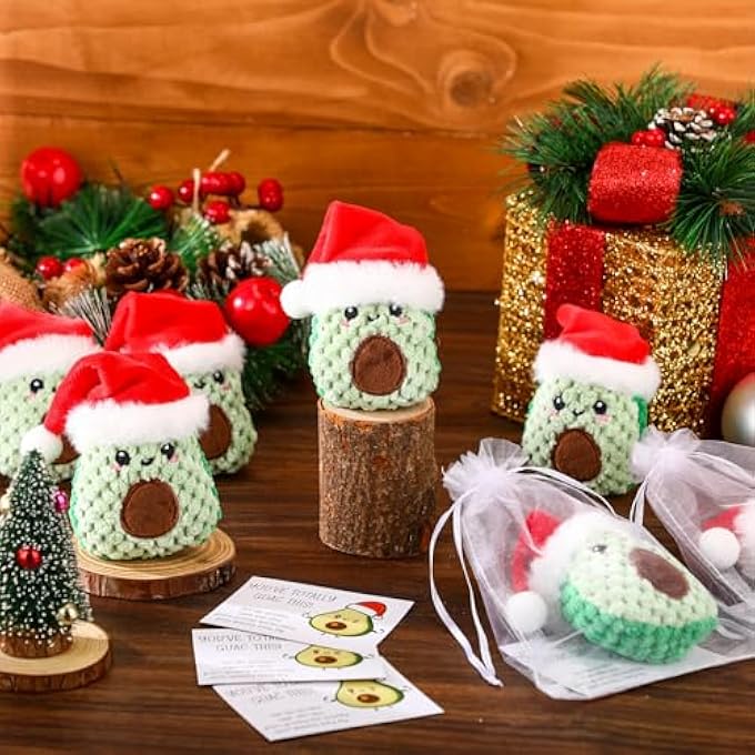 RoundFunny 6 Sets Positive Funny Avocado Gifts Mental Health Emotional Avocado Included Handmade Crochet Doll with Inspirational Cards and Organza Bags Motivational Gifts - Image 5