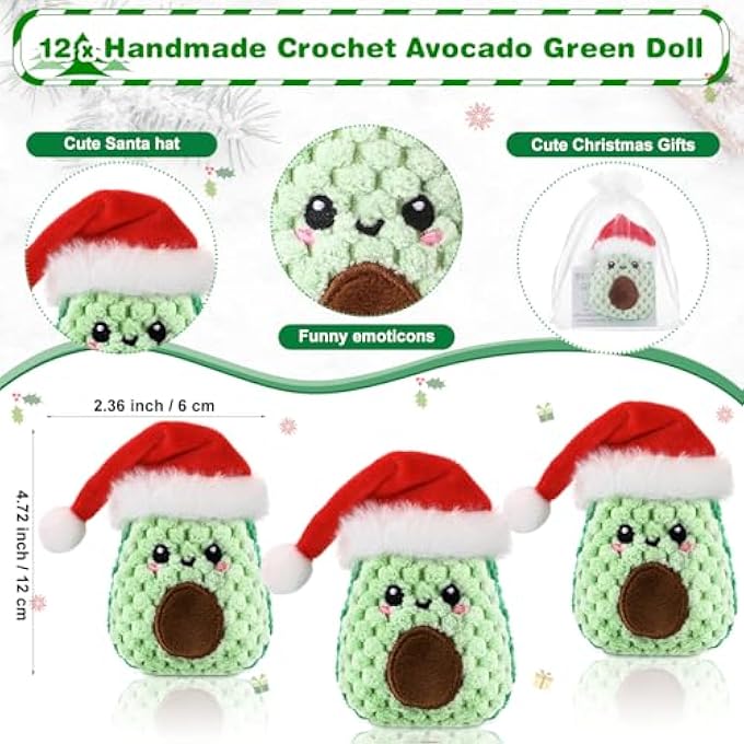 RoundFunny 6 Sets Positive Funny Avocado Gifts Mental Health Emotional Avocado Included Handmade Crochet Doll with Inspirational Cards and Organza Bags Motivational Gifts - Image 2