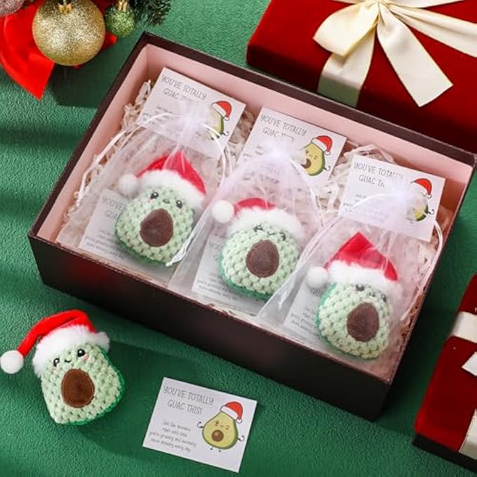 RoundFunny 6 Sets Positive Funny Avocado Gifts Mental Health Emotional Avocado Included Handmade Crochet Doll with Inspirational Cards and Organza Bags Motivational Gifts - Image 4