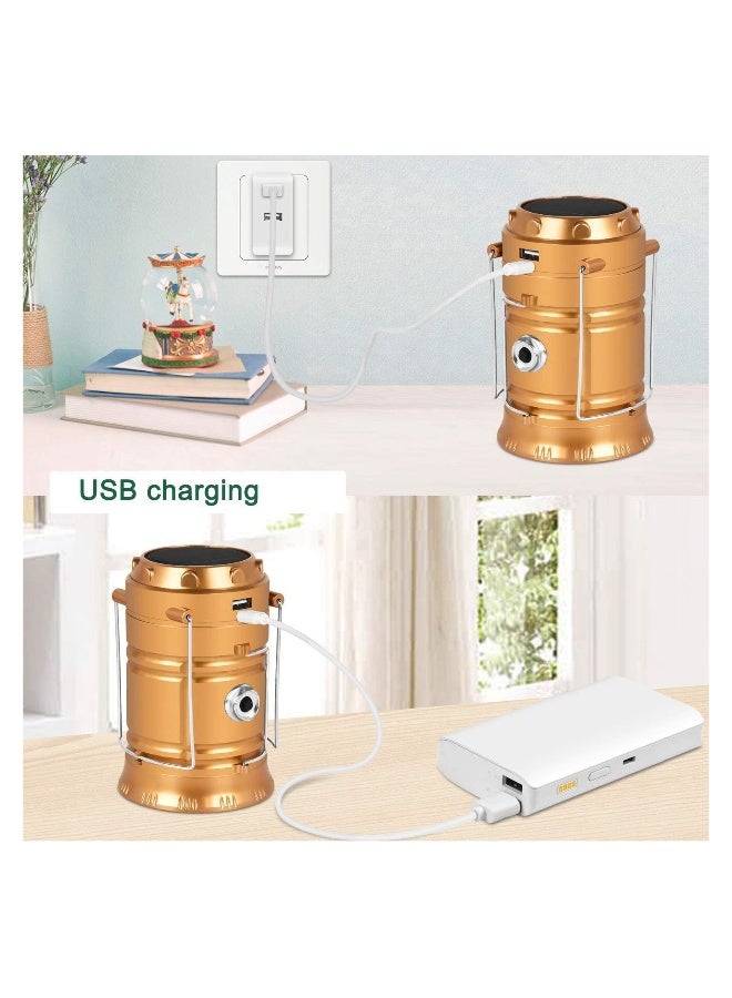 Solar Camping Lights 2 Packs, USB Direct Charge Ultra Bright LED Collapsible Water Resistant Lanterns Flashlights - Image 4