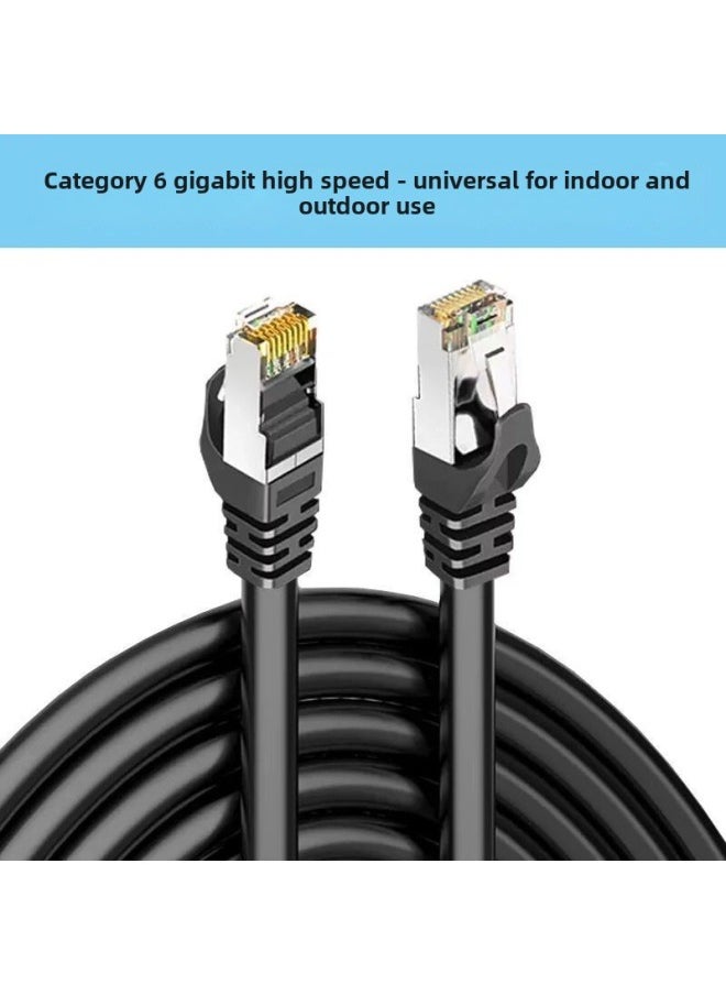 Generic Gigabit Super Six Kinds Of Ultra-fast Network Cable Household 1m5m10m20m Outdoor High-speed Crystal Head Router Network Cable-Color:Gigabit Category 6 Black [silver Plated Crystal Head] [gigabit Universal High Speed]-Line Length:100m  - Image 1