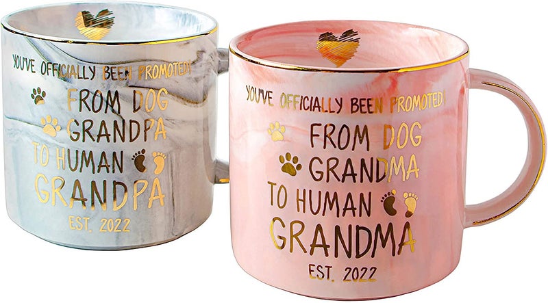 VILIGHT Funny New Grandma and Grandpa Est 2022 Gifts Pregnancy Announcement for First Time Grandparents Mugs Set 115 oz