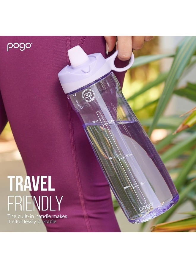 Pogo Plastic Water Bottle with Soft Straw Lid and Carry Handle, BPA Free, Dishwasher Safe, 18oz, Lilac - Image 4