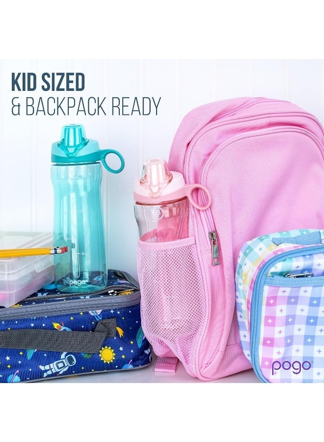 Pogo Plastic Water Bottle with Soft Straw Lid and Carry Handle, BPA Free, Dishwasher Safe, 18oz, Lilac - Image 3