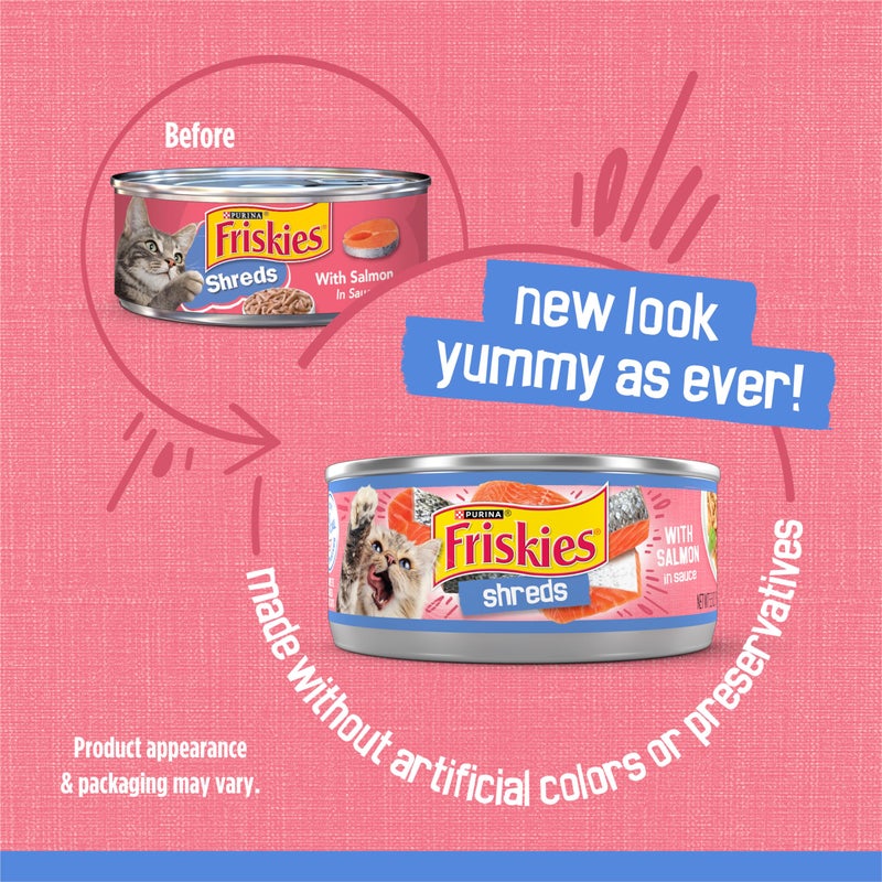 Friskies Purina Friskies Shreds With Salmon in Sauce Wet Cat Food - (Pack of 24) 5.5 oz. Cans - Image 2