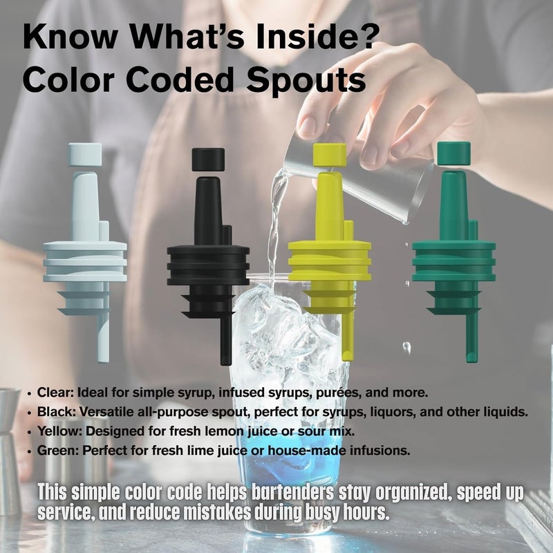 zPour Black Premium Quality Liquor Pour Spouts Pack 12 Reusable Leakproof Bottle Tops For Bartenders And Home Use Easy Flow Control For Alcohol Juice Syrup Oil Durable Silicone Spout Universal Fit - Image 5