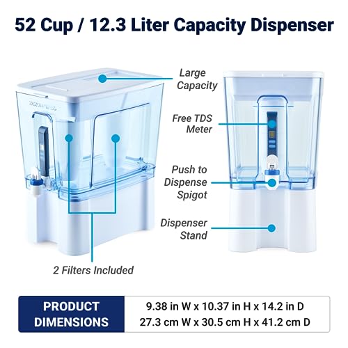 ZeroWater زيرووتر 52 كوب جاهز للقراءة 5 مراحل فلتر مياه إبريق موزع مع فلتر مياه زيرو 0 TDS – معتمد من IAPMO لتقليل المعادن والكلور والرصاص والكروم والمواد الكيميائية الدائمة PFOA/PFOS - Image 3
