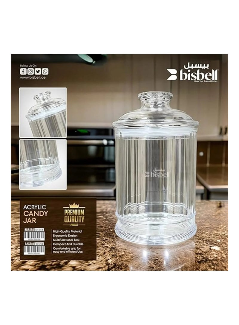 بيسبل برطمان حلوى أكريليك بتصميم زجاجي شفاف، حاوية تخزين محكمة الإغلاق للحلويات والوجبات الخفيفة والأطعمة الجافة – BB3581 - Image 1