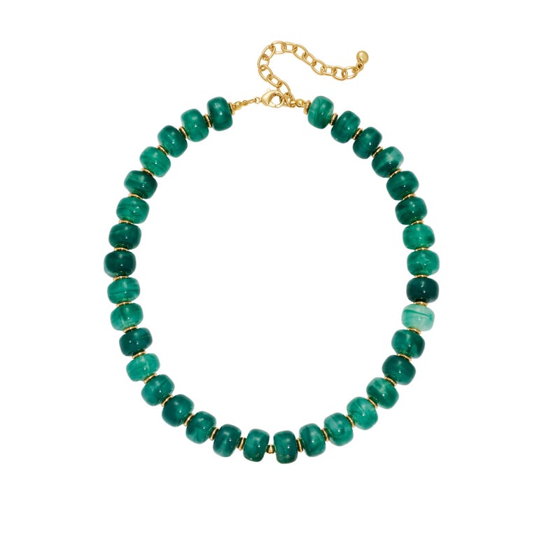 INNERDIVA Chunky Beaded Necklace for Women Statement Big Large Green Bead Choker Necklaces Trendy Summer Beach Beachy Womens Charm Jewelry Boho Colorful Resin Gemstone Necklace Prom Accessories Stuff - Image 1