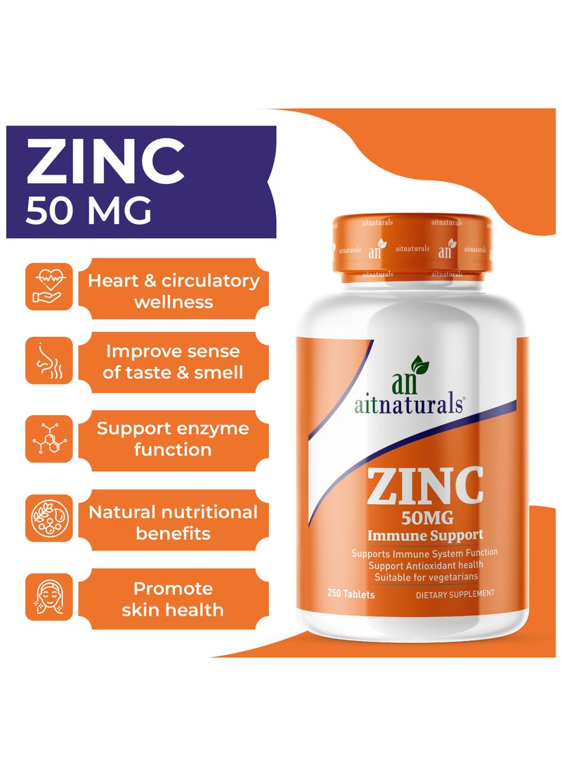 Zinc 50 mg, Supports Immune Function, Antioxidant Health - 250 Tablets - view 5