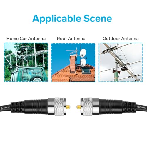 STEREN RG8X Coaxial Cable 12 ft, CB Coax Cable with PL259 UHF Connectors, Male to Male Low Loss 50 Ohm for HAM Radio, LMR400, Antenna Analyzer - Image 5